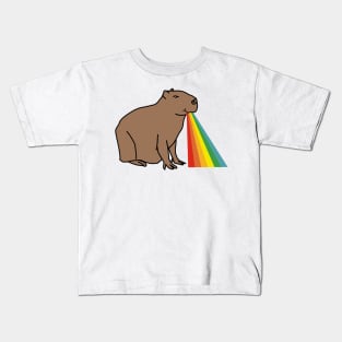 Animals with Rainbow Puke Happy Capybara Kids T-Shirt